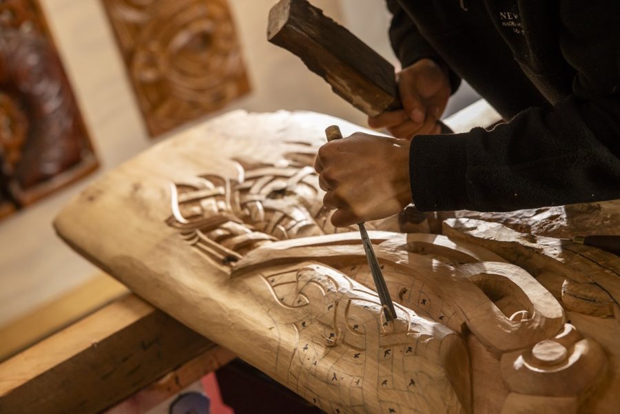 Wood carving at Te Puia Rotorua